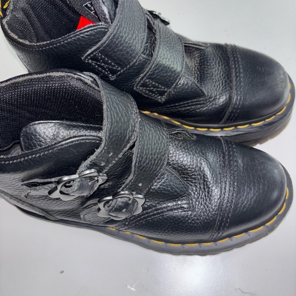Dr. Martens Black Boots with Floral Buckles - Picture 2 of 6